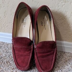 Anne Klein Burgundy Suede Loafers